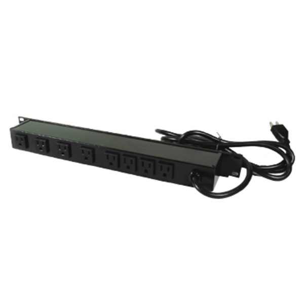Wiremold 8-REAR OUTLET POWER STRIP, 19" RACKMOUNT 6' CORD, ON/OFF SWITCH J08B0B